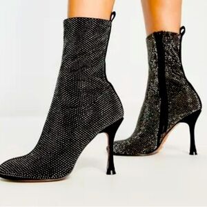 NWT ASOS Rhinestone embellished Short boots Black high heel sz 6